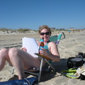 Beth showing off her study technique (yep, that is her homework)